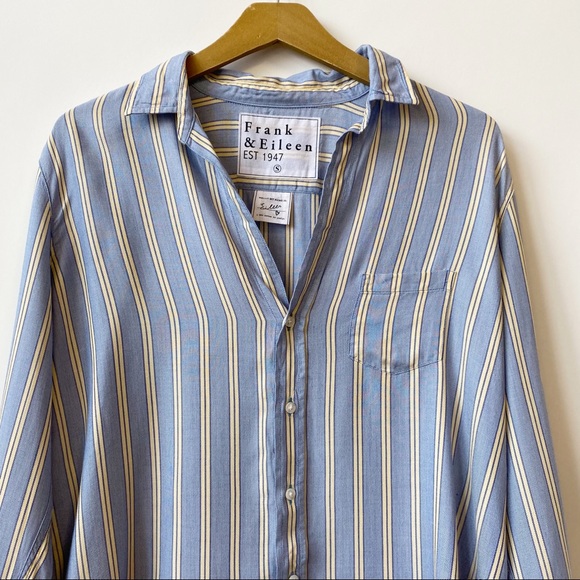 Frank & Eileen Striped Button Up Shirt Long Sleeve Style Eileen Women's Small - Picture 2 of 9